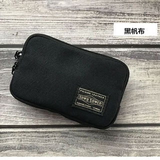 谷舰沐日系男女个性拉链短款零钱包手拿包硬币卡包min口袋包收纳小包 黑色帆布【小号】