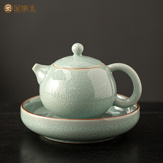 Gold inlaid jade borneol ru kiln xishi teapot kungfu tea set ceramic teapot open piece ice cracked teapot household handmade by chen weiqin