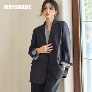 Roeyshouse luo yi blazer women's casual slim temperament commuting small suit 11053 dark gray 2xl