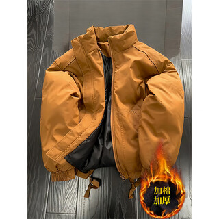 Cantu american bomber jacket down cotton coat men's autumn and winter thickened cotton coat cleanfit bread coat cotton jacket brown quilted thickened xl