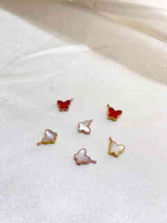 Li shen 18k gold butterfly pendant rose gold gold necklace red agate clavicle chain chain girlfriend gift 18k gold rose gold red agate (with 18k gold necklace)