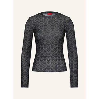 Hugo boss women's sweater elastic fitting long sleeve printed daily casual top simple pullover knit sweater black/ gray one size |