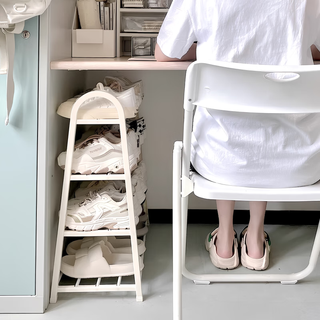 Wang xingheyue student dormitory shoe rack simple shoe rack under the table small bedside good things for school students dormitory non-dustproof rack white three-layer 45cm simple style