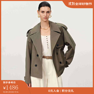 Fabrique wilderness windbreaker khaki twill cotton plaid short jacket coat women 2025 autumn new product moss green xs