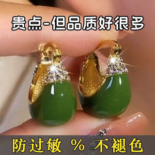 High-end earrings, fashionable retro green dripping glaze earrings, niche design, versatile earrings, hong kong style silver needle earrings, versatile earrings, direct supply from the manufacturer, limited time limit