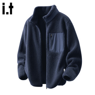 Fingercroxx it jacket men's autumn and winter new polar fleece warm jacket korean trendy versatile cardigan navy blue 3xl