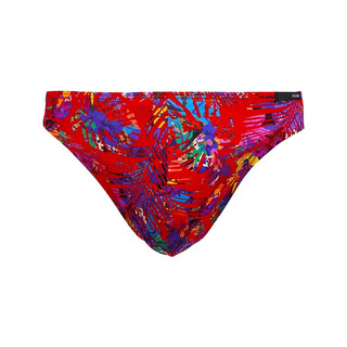Hom french men's thong low-waist sexy briefs men's underwear fashion trend printed single butt breathable shorts red print l