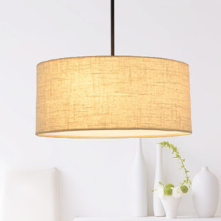 Yilin nordic modern simple linen fabric chandelier dining room bedroom study living room single head internet celebrity creative factory lamp diameter 30cm light apricot color