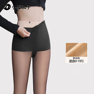 Ono kazuko (kazukoin) black mercerized leg artifact autumn and winter plus velvet double layer nude feeling supernatural black translucent stockings thin pantyhose single pack thick velvet (suitable for 0-15) one size fits all replaceable double layer black - with feet -