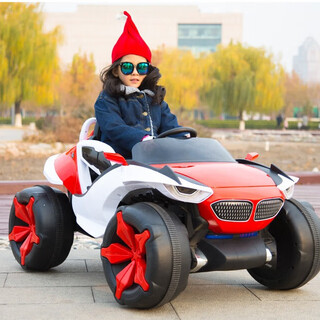 Ogulun children's car electric car can sit on four wheels 2-8 years old children's remote control car birthday gift baby toy car red top