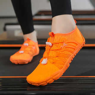 Clcey indoor fitness sneakers for women, silent, non-slip, soft-soled, yoga, pilates, home jump rope, special shock absorption, 809* orange, sports code 37