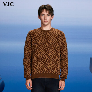 Vjc/vjc 2025 autumn and winter new men's fashion jacquard long-sleeved sweater b24dc2200 coffee flower m