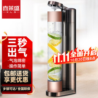 Máquina de agua con gas xilaisheng (xls), tienda de té con leche, cafetería, máquina comercial de agua con gas, máquina de refrescos, bomba para hacer bebidas carbonatadas, máquina de burbujas | 1 botella de presión de aire + 2 botellas de agua