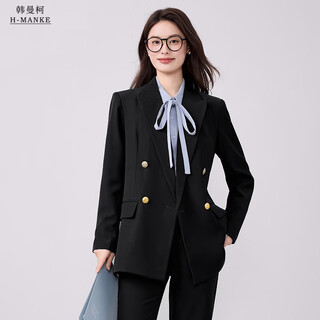 Hanmanke (hanmanke) double-breasted blazer, feminine commuter suit, business interview, exam, official business attire, small temperament formal wear