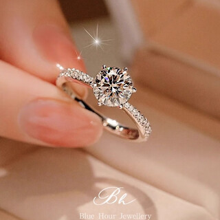 Boeay one carat moissanite diamond ring women's diamond ring sterling silver knot proposal ring zhongjiujiu 520 valentine's day gift diamond ring gift box main diamond 2 carats/free engraving