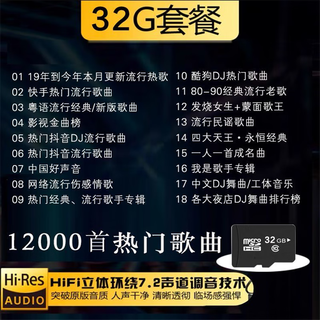 音瑞优自带歌曲2025最网红歌曲无损抖音热歌tf卡音乐卡储存mp3内存sd卡 32GB 12000首经典+DJ+流行