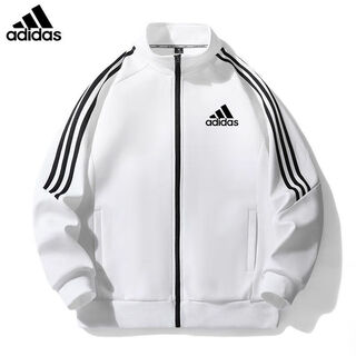 Adidas (adidas) clover casual stand collar jacket for men and women spring classic running sports cardigan korean style versatile sweatshirt white new product special m recommended 85-110jin jin equals 0.5 kg