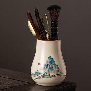 Porcelain brand tea set ru kiln tea ceremony six gentlemen set kung fu tea set accessories complete tea table tea table tea making tools tea knife tea clip brush ru kiln <yunyin jiangshan> six gentlemen tea ceremony