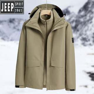 Jeep (jeep) assault jacket men's winter warm three-in-one detachable top outdoor fleece liner casual jacket army green xl