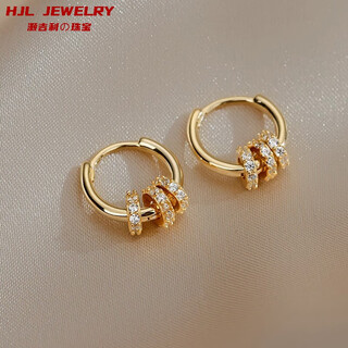 Hao geely 18k gold earrings women's hoop earrings light luxury niche design earrings trendy exquisite ear buckle gold-plated gift gold