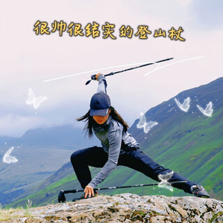 Foly trekking pole cane ultra-light telescopic folding outdoor hiking stick crutch climbing equipment lightweight climbing martial arts mountain retractable 3-section black straight handle 1.9 meters or less