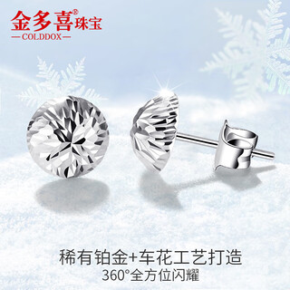 Jinduoxi platinum pt950 earrings, carved mushroom earrings, platinum white gold earrings, women's earrings, women's chinese valentine's day gifts, weight approximately 1.3-1.5g, one pair (about 4mm in diameter)