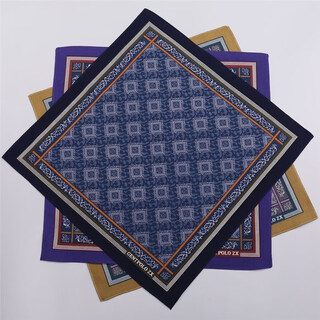 Zeluo 43cm men's pure cotton printed plaid handkerchief summer thin handkerchief old-fashioned nostalgic cotton soft square handkerchief zi rui-no. 1 3 pack