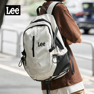 Lee backpack women's large-capacity short-distance travel bag college student computer bag male junior high school student school bag off-white
