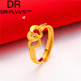 Fat donglai's same style 18k gold love ring hong kong duty-free gold 18k live heart five-line multiple rings for women, double heart ring
