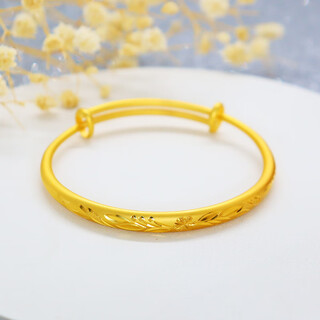 Laomiao 999 gold silver-filled bracelet for women live push-pull solid plum blossom bracelet 18k gold wedding set (6 mm wide) plum blossom bracelet