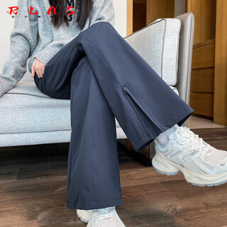 Rlas waterproof micro-flared down pants for women's winter outerwear 2025 new cold-proof and warm outdoor assault workwear flared cotton pants, navy blue xl