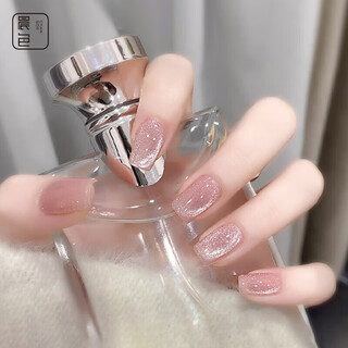 Morning color handmade nail art patch nail patch short fake nails (glass beads cat eye s)