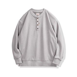 Maden workwear american casual henry collar woolen sweatshirt gray cleanfit long-sleeved bottoming shirt men's autumn floral gray s