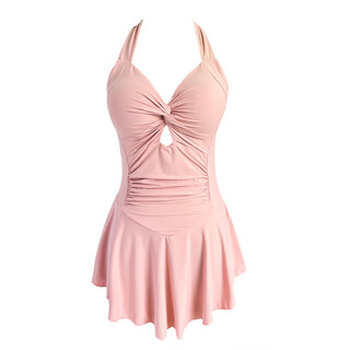 Shijanu's beautiful swimsuit for women 2025 new hot spring small style conservative belly-covering slimming hanging neck women's swimsuit pink m (80-99jin jin is equal to 0.5 kg)