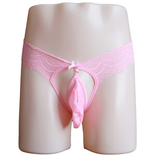 Sexy men's thong transvestite lace underwear with jj cover detachable low-waisted pants pocket 3207 men's underwear one size fits all recommended 80-150jin jin equals 0.5 kg