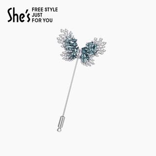 She s qianzi yaowo declaration butterfly craft crystal brooch high-end pin light luxury corsage birthday gift for girlfriend dark blue c0