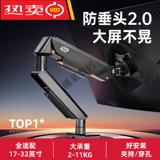 置简（ZHIJIAN）显示器支架机械臂电脑桌面可升降屏幕悬臂底座双屏台式托架X1 C1典雅黑【防垂头2.0_大屏不晃_铝材气动】