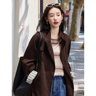 Awakening paradise autumn age-reducing stand collar commuting mid-length imitation denim jacket windbreaker brown s