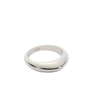Lemaire men's ring is elegant, simple, versatile, rhodium silver edge, slightly angular, simple design, white 58
