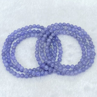 Outstanding natural tanzanite three-circle bracelet for women, fashionable, fresh and simple, crystal multi-circle bracelet, jewelry, gift, versatile 2#/44.2mm/round beads/three circles