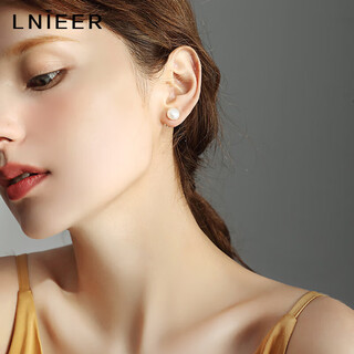 Crystal snow freshwater pearl earrings women's ear stick earrings sleep-free earrings birthday gift white 4mm