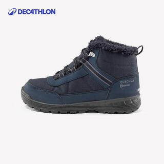 Decathlon children's spring and autumn warm cotton shoes for boys and girls, non-slip cotton boots and children's shoes kidd dark blue (lace-up) 37