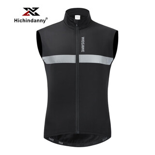 Hichin danny fleece cycling vest cold warm off-road mountain road bike windproof sleeveless vest cycling jacket men black l (60-70kg)
