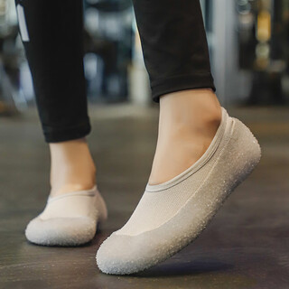 Xka ultra-light and silent indoor fitness sneakers, yoga, pilates, aerobic rope skipping training, non-slip shock-absorbing soft sole, elegant gray, shallow shock-absorbing sole, children's size 28-29 (inner length 17cm)