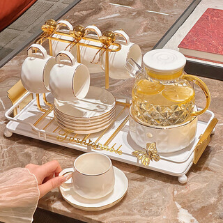 Xibaisheng's housewarming moving gift water cup set home living room cup tea set complete wedding gift for newlyweds light luxury tea set 16-piece gift box 886