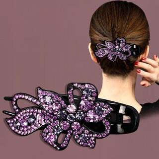 Qijitu grasp clip women's back hair clip mother duckbill clip retro hair clip 2024 light purple clip 1