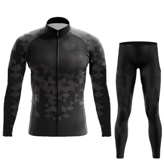 Qingbilin cycling suit fleece long sleeve cycling suit winter long sleeve road cycling warm top jacket f3 pure black plus velvet丨set xl size丨60-65kg