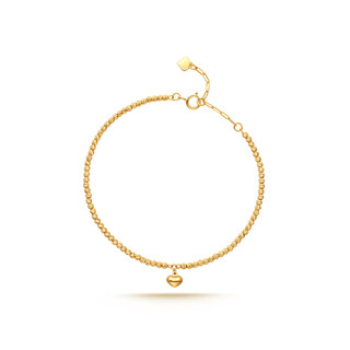 Xuecong jewelry 18k gold bracelet women's bead chain three-dimensional love pendant bracelet stacked 18k gold-twill bead love bracelet the total length of the bracelet is about 19cm (adjustable)