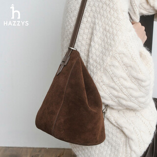 Hazzys haggis women's bag 2025 autumn new women's retro casual shoulder bucket bag alks2bcc337 dark brown db 00