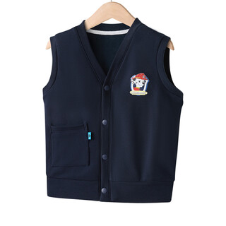 Paw paw team li dagong children's vest spring and autumn vest liner boys' vests and middle-aged children's knitted jackets pure cotton outer wear vest children's clothing navy blue 120